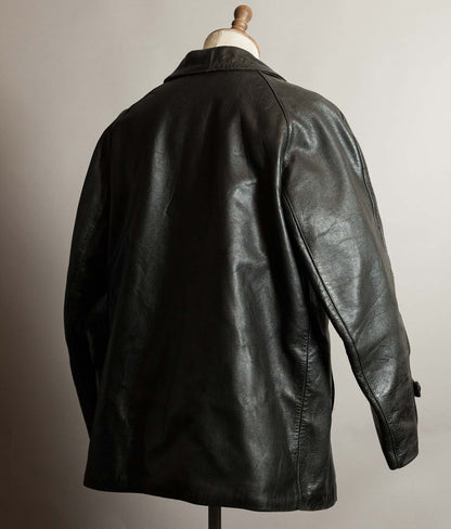 Vintage 1960s French Police Patrol Goatskin Leather Coat