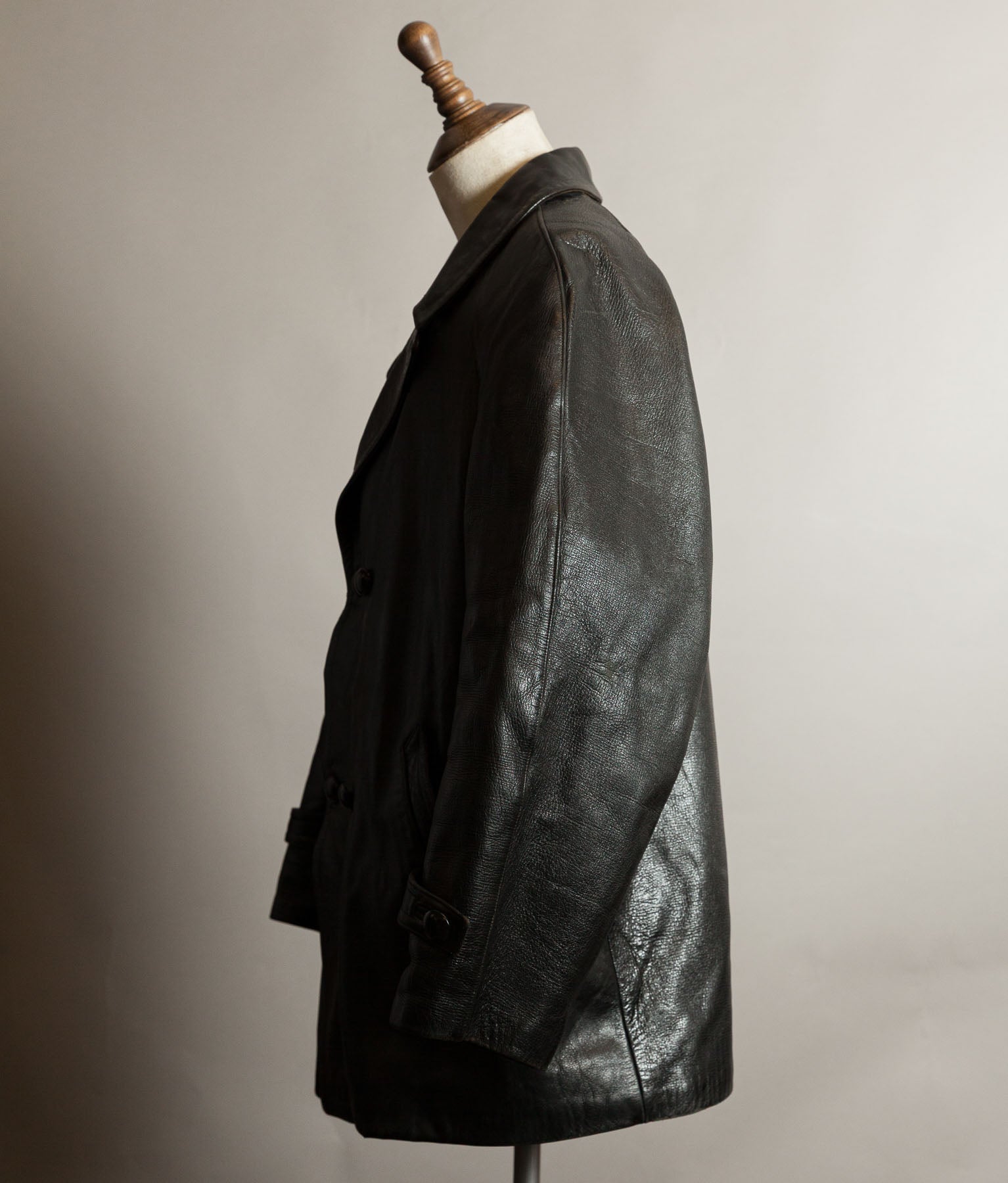 Vintage 1960s French Police Patrol Goatskin Leather Coat