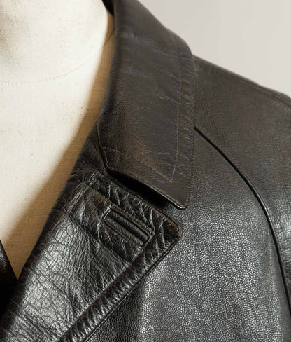 Vintage 1960s French Police Patrol Goatskin Leather Coat