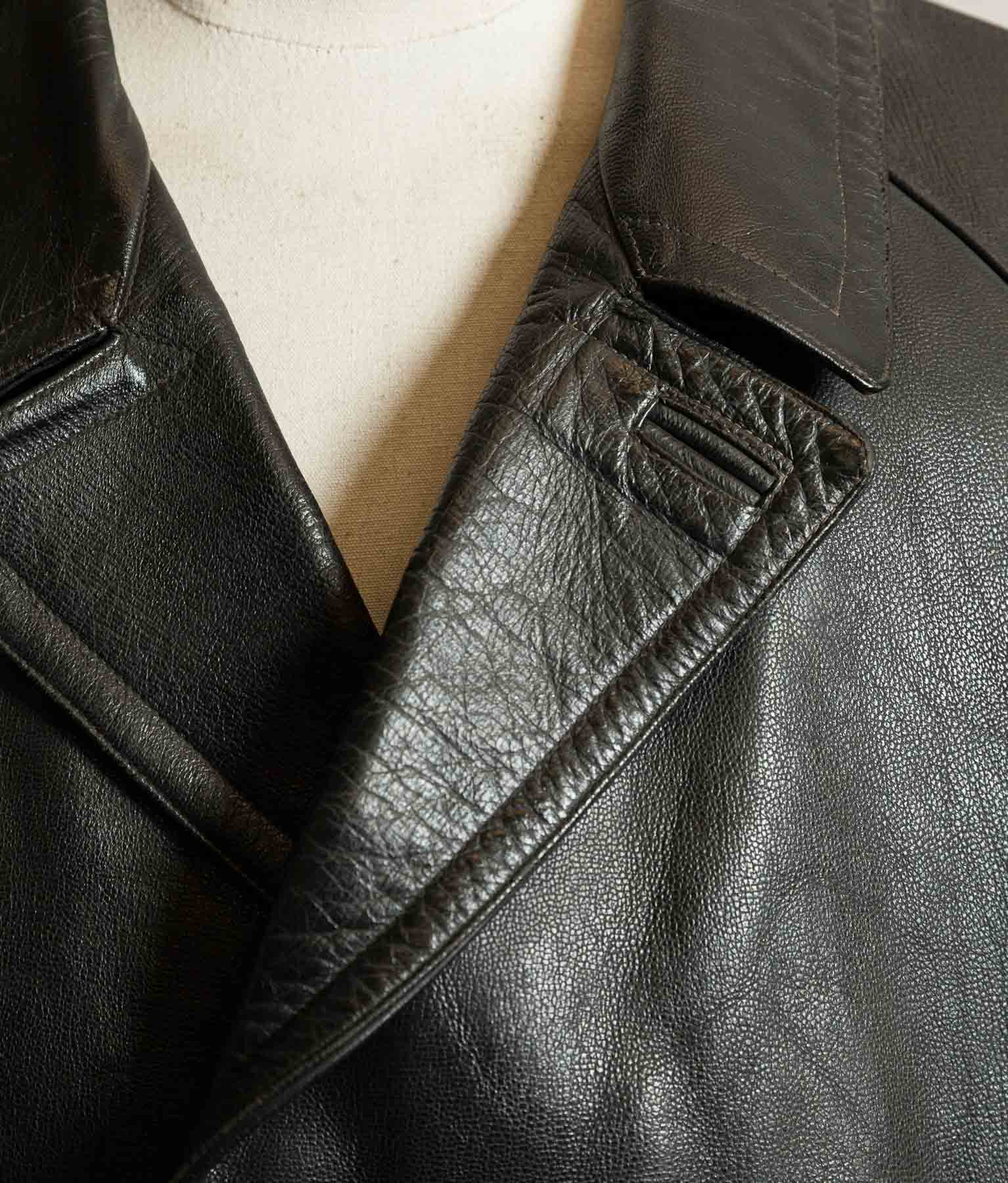 Vintage 1960s French Police Patrol Goatskin Leather Coat