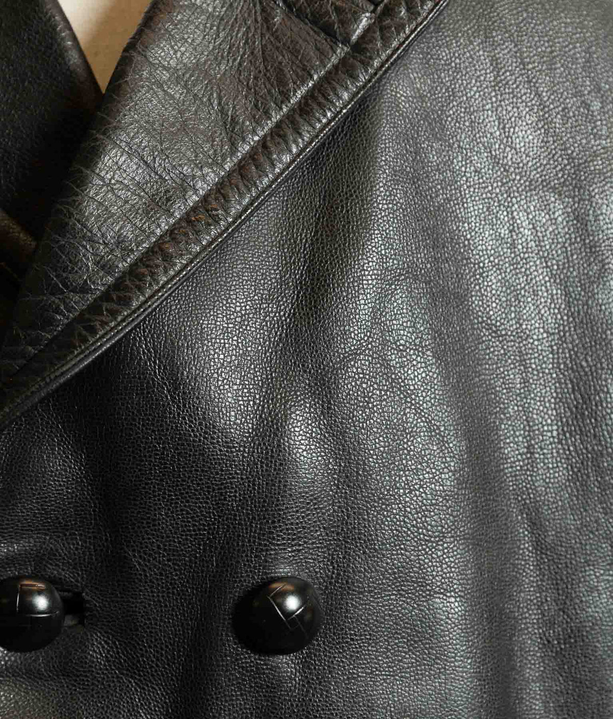 Vintage 1960s French Police Patrol Goatskin Leather Coat