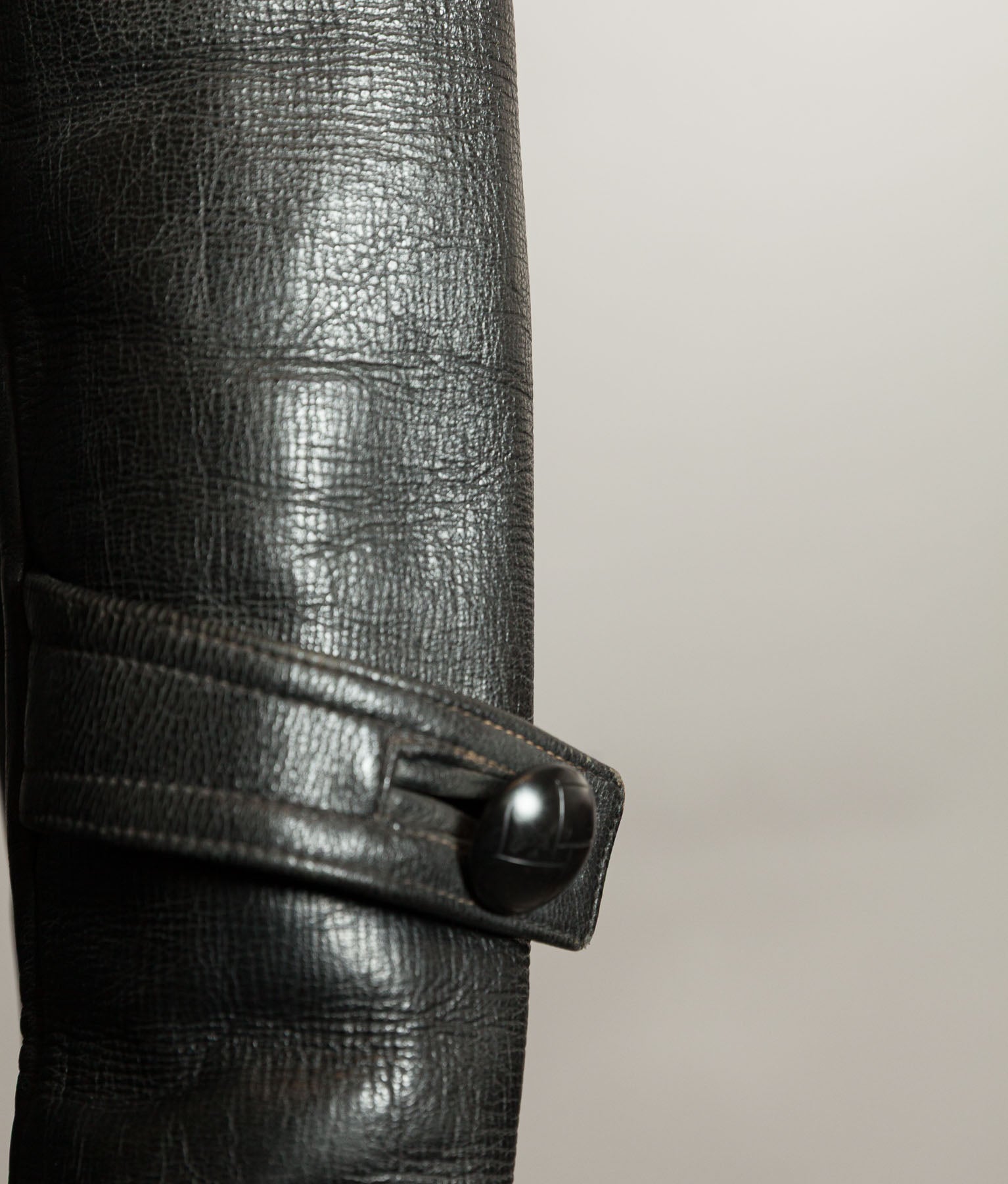 Vintage 1960s French Police Patrol Goatskin Leather Coat