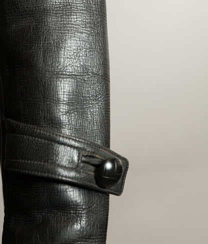 Vintage 1960s French Police Patrol Goatskin Leather Coat