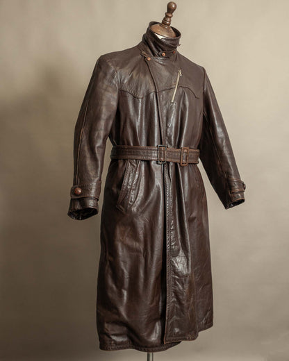 Vintage 1940s German Officer Horsehide Leather Trench Coat