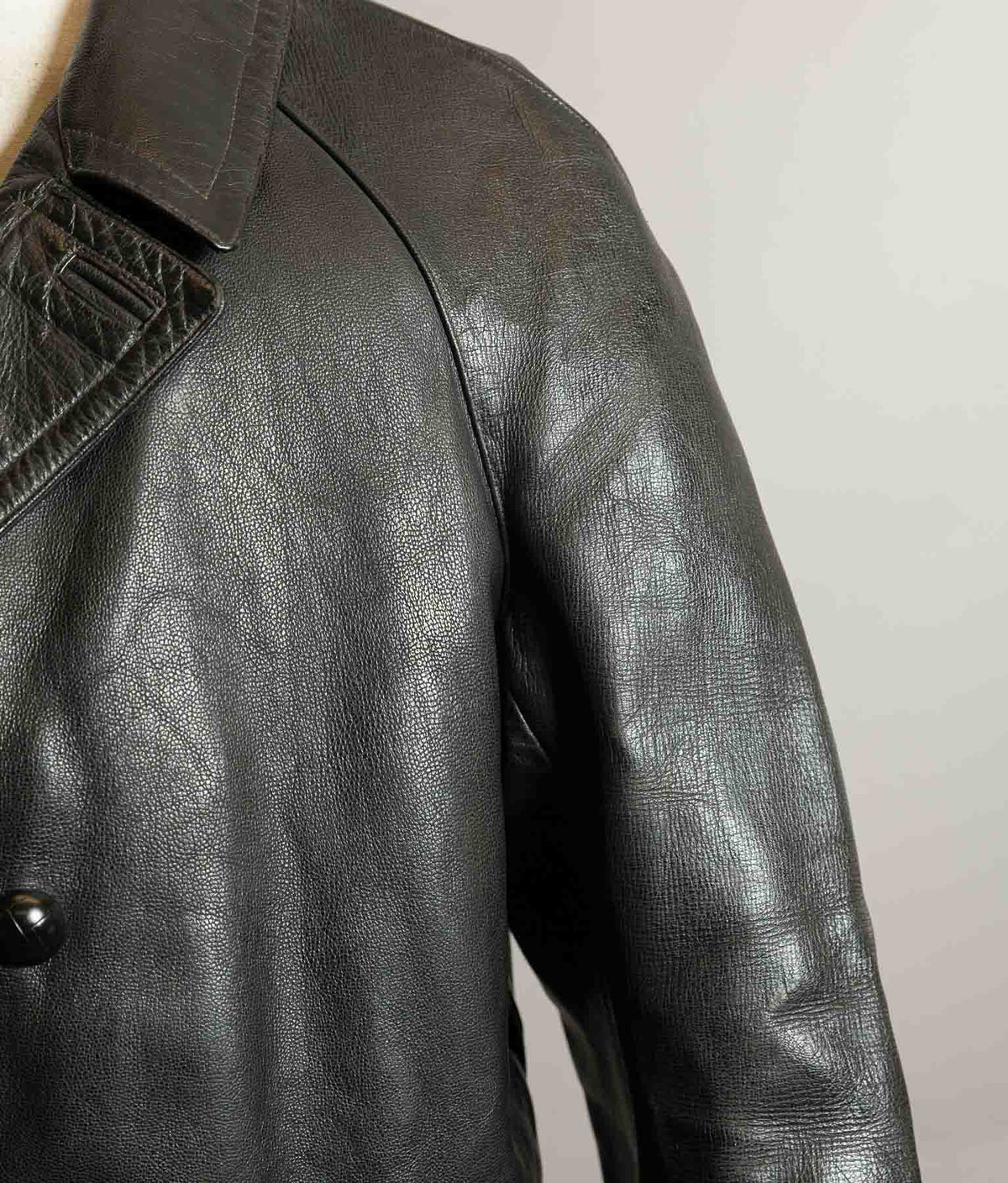 Vintage 1960s French Police Patrol Goatskin Leather Coat