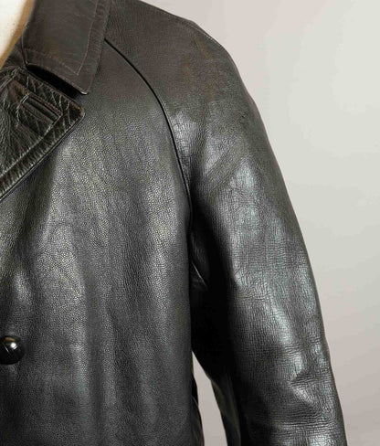 Vintage 1960s French Police Patrol Goatskin Leather Coat
