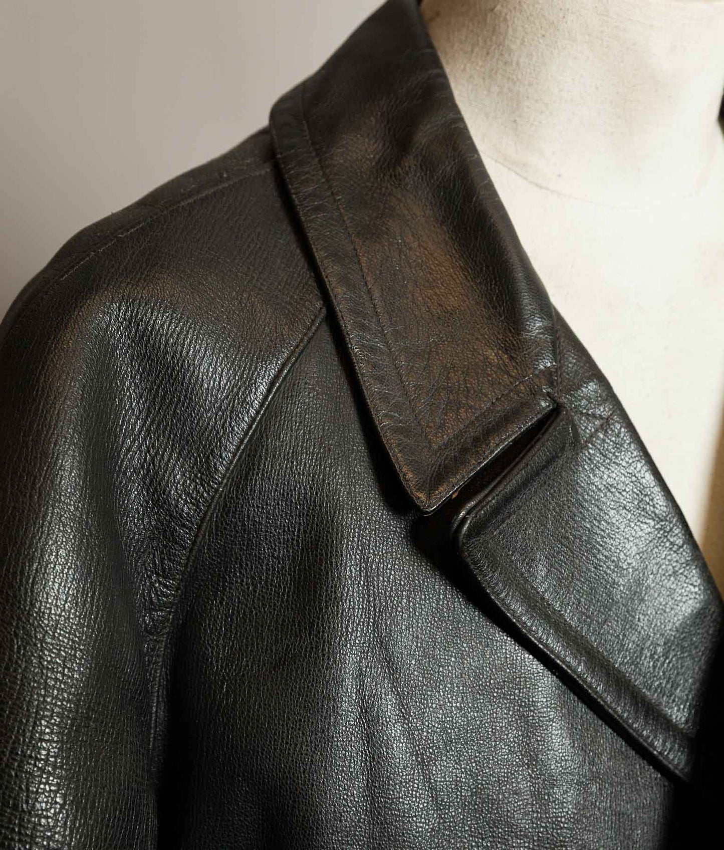 Vintage 1960s French Police Patrol Goatskin Leather Coat