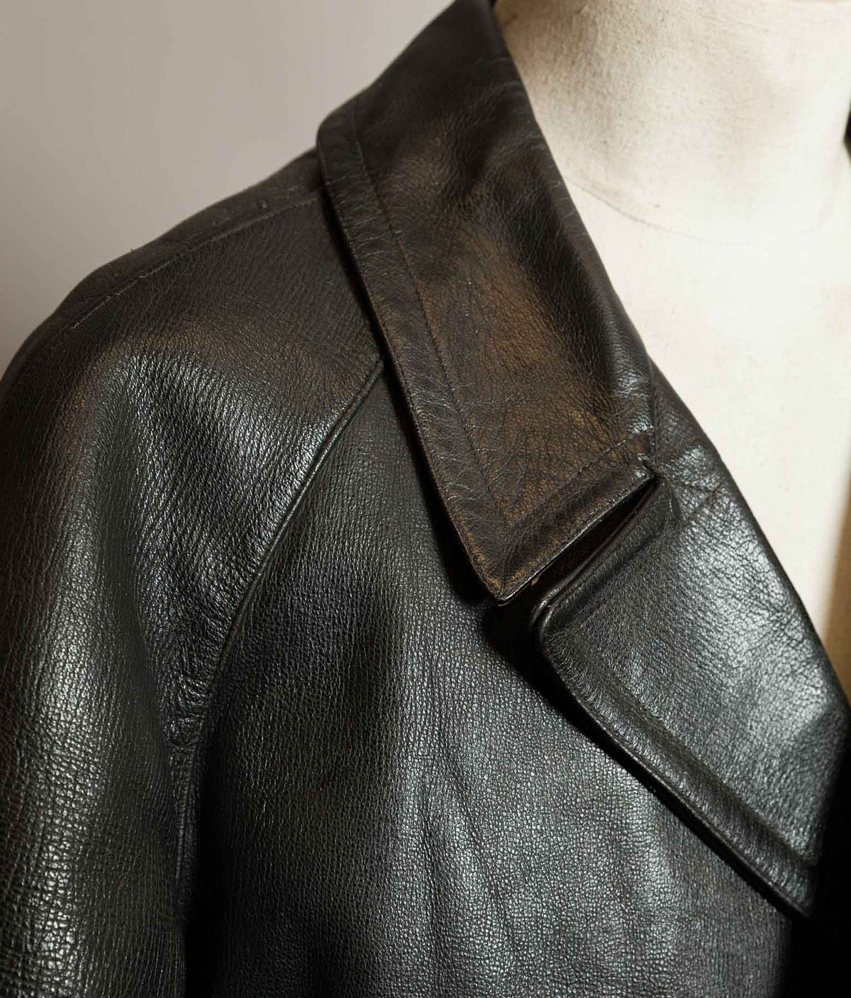 Vintage 1960s French Police Patrol Goatskin Leather Coat