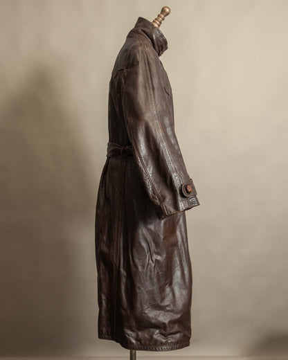 Vintage 1940s German Officer Horsehide Leather Trench Coat