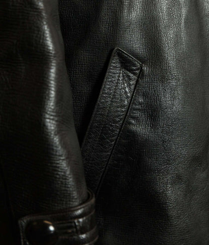 Vintage 1960s French Police Patrol Goatskin Leather Coat