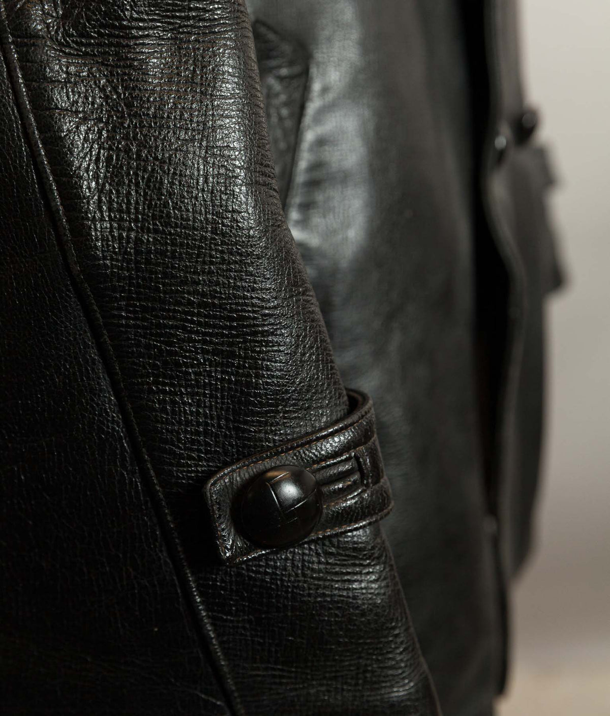 Vintage 1960s French Police Patrol Goatskin Leather Coat