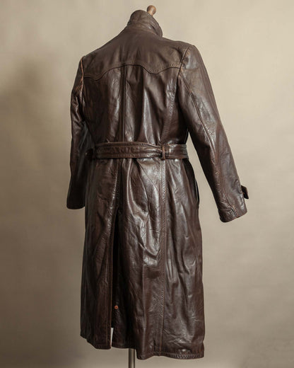 Vintage 1940s German Officer Horsehide Leather Trench Coat