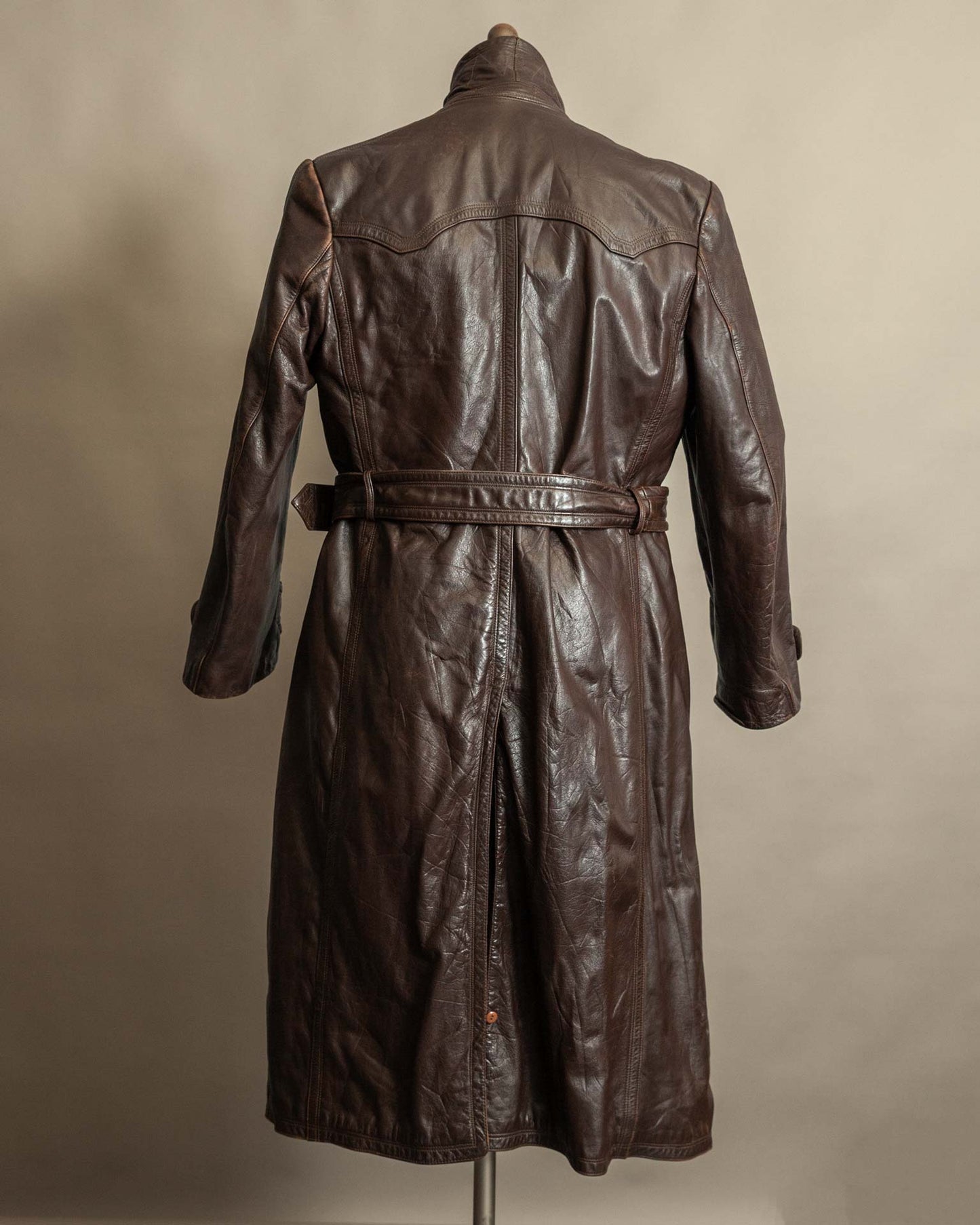 Vintage 1940s German Officer Horsehide Leather Trench Coat