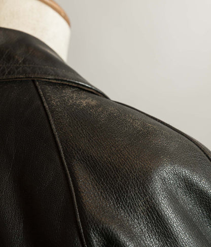 Vintage 1960s French Police Patrol Goatskin Leather Coat