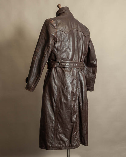 Vintage 1940s German Officer Horsehide Leather Trench Coat