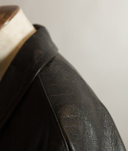 Vintage 1960s French Police Patrol Goatskin Leather Coat