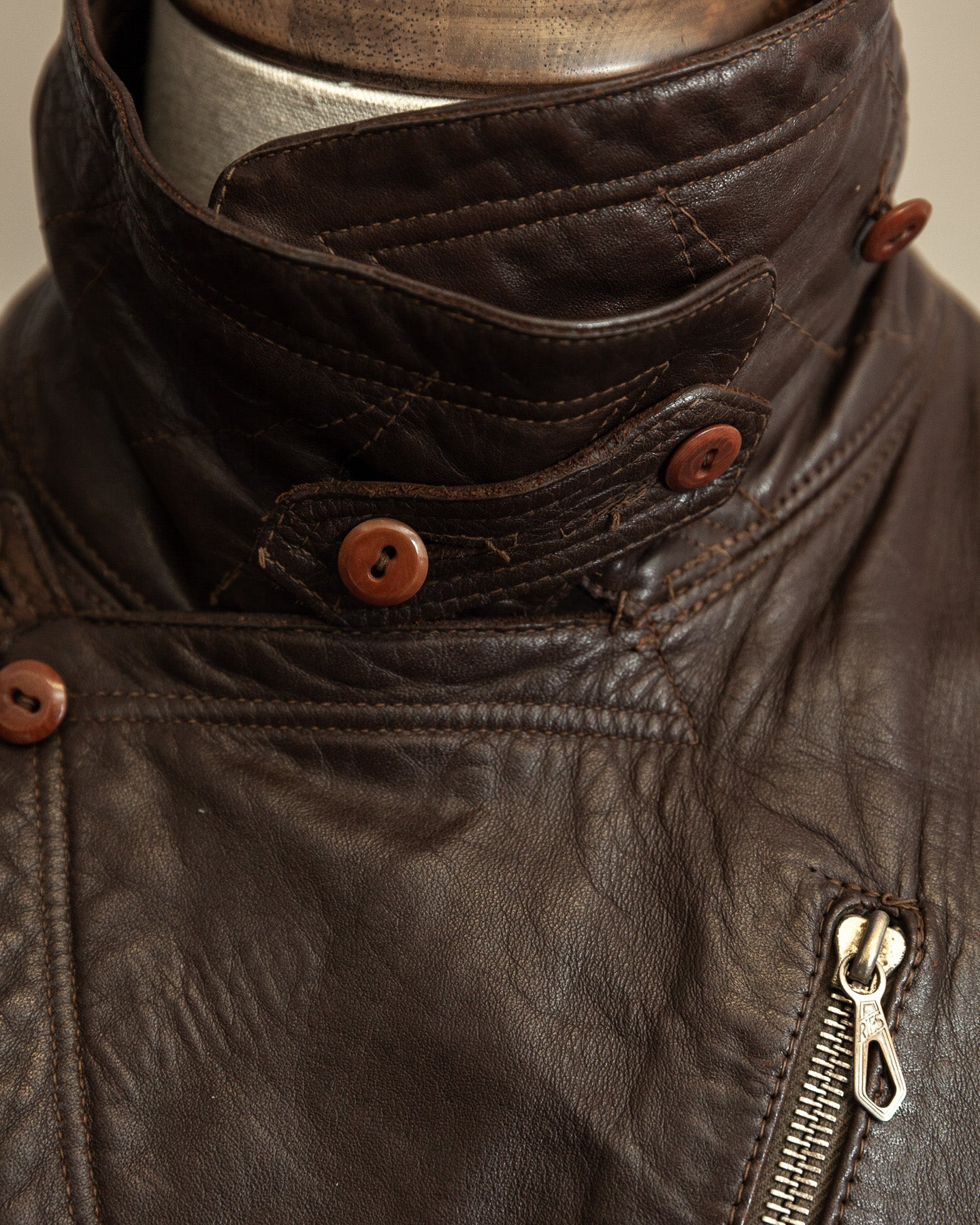 Vintage 1940s German Officer Horsehide Leather Trench Coat