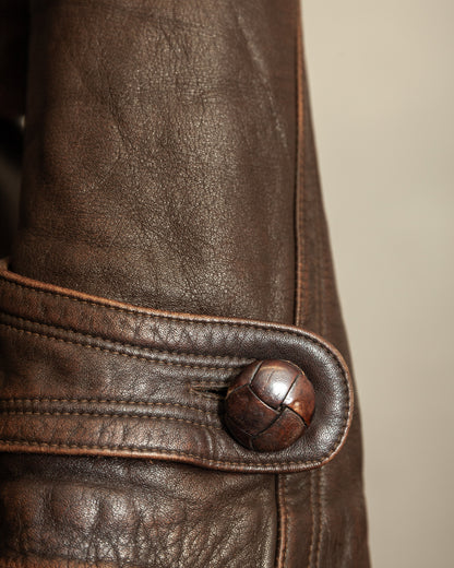 Vintage 1940s German Officer Horsehide Leather Trench Coat