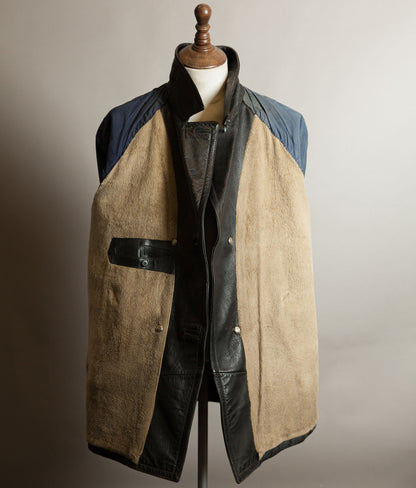 Vintage 1960s French Police Patrol Goatskin Leather Coat