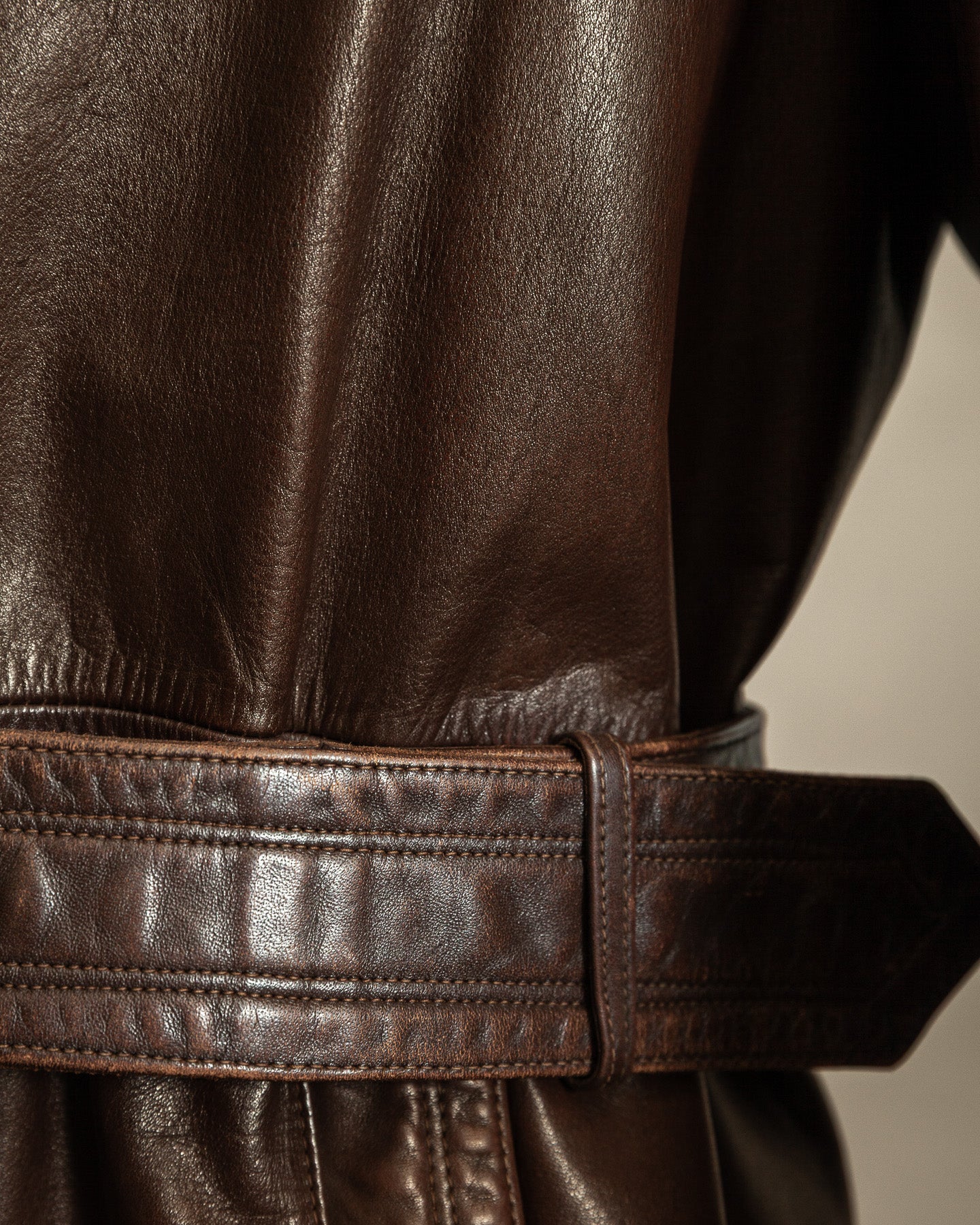 Vintage 1940s German Officer Horsehide Leather Trench Coat