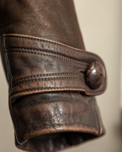 Vintage 1940s German Officer Horsehide Leather Trench Coat