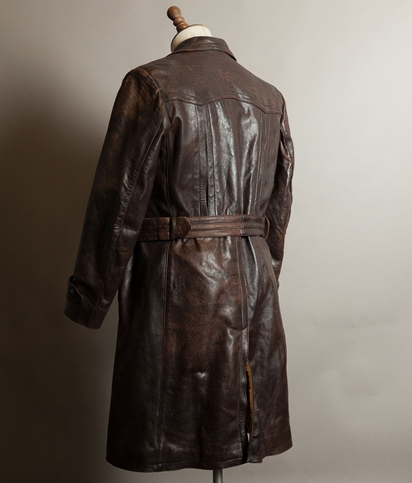 Vintage WWII 1940s German Officer Horsehide Leather Trench Coat