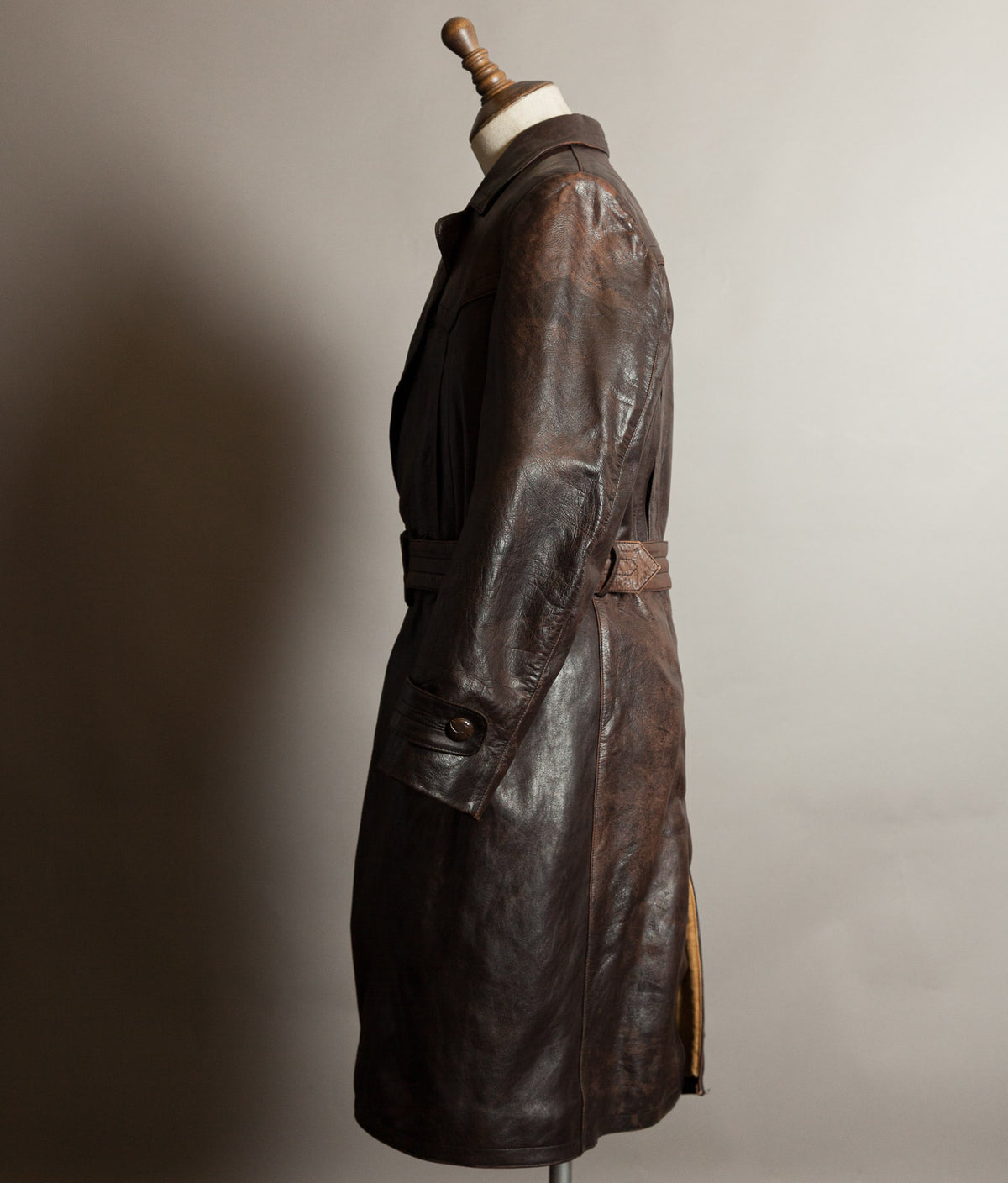 Vintage WWII 1940s German Officer Horsehide Leather Trench Coat