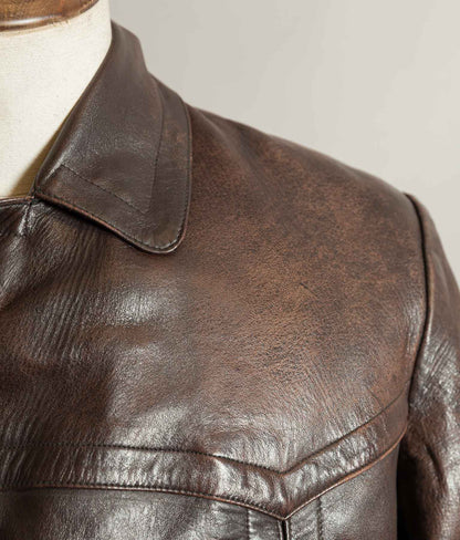 Vintage WWII 1940s German Officer Horsehide Leather Trench Coat