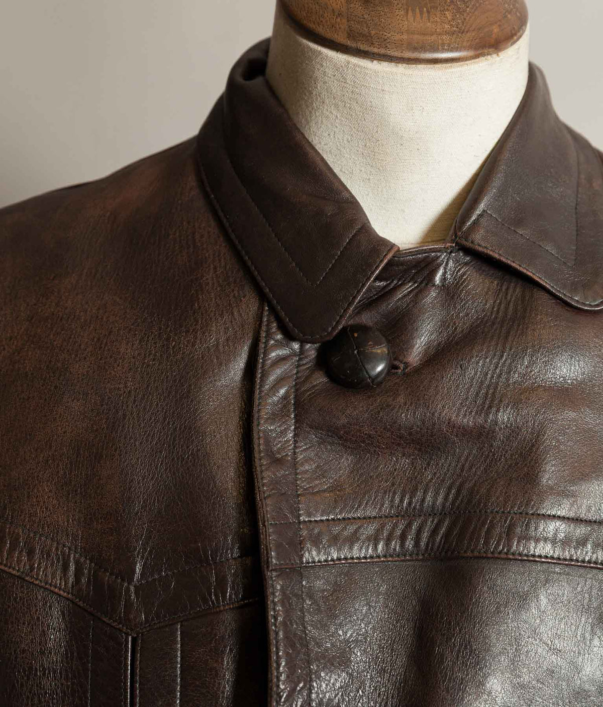 Vintage WWII 1940s German Officer Horsehide Leather Trench Coat