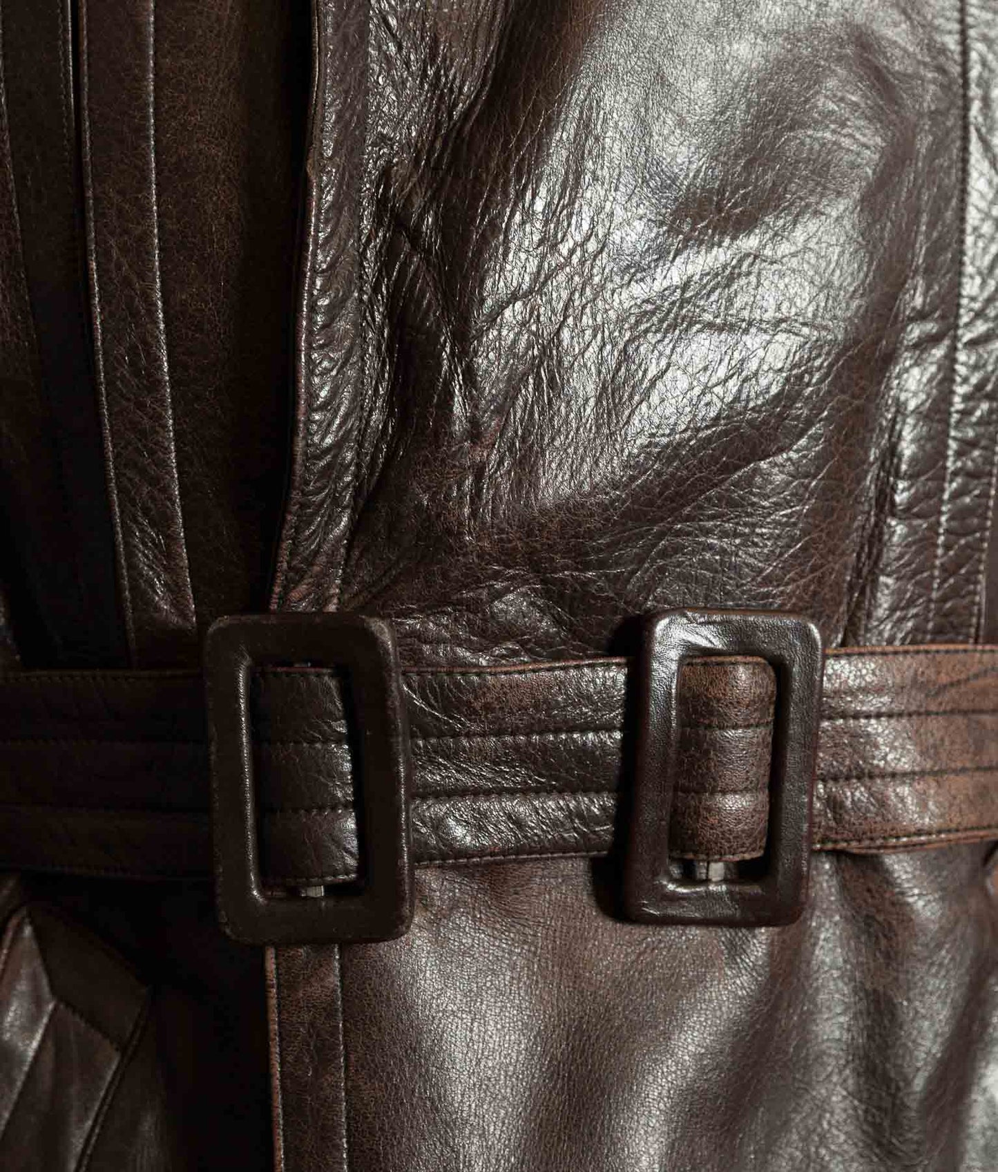 Vintage WWII 1940s German Officer Horsehide Leather Trench Coat