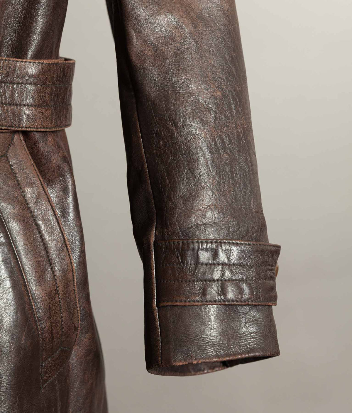 Vintage WWII 1940s German Officer Horsehide Leather Trench Coat