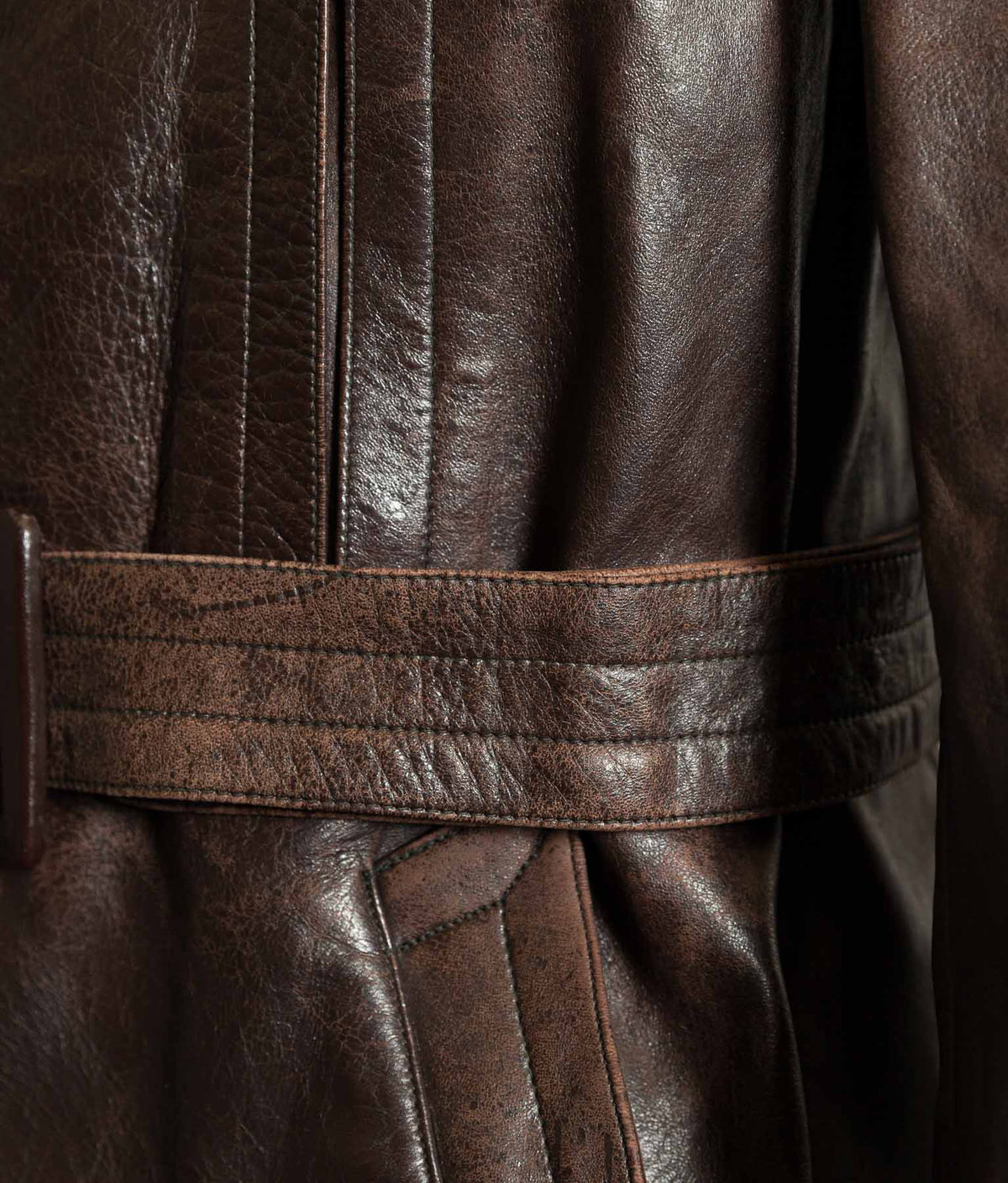 Vintage WWII 1940s German Officer Horsehide Leather Trench Coat