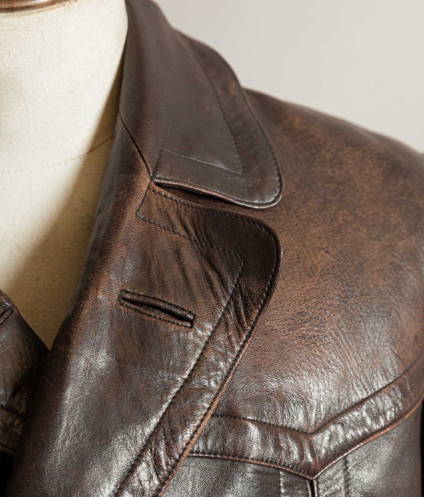 Vintage WWII 1940s German Officer Horsehide Leather Trench Coat
