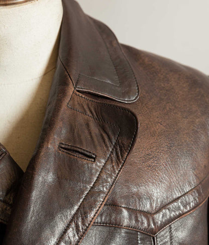 Vintage WWII 1940s German Officer Horsehide Leather Trench Coat