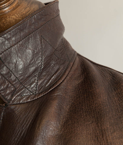 Vintage WWII 1940s German Officer Horsehide Leather Trench Coat