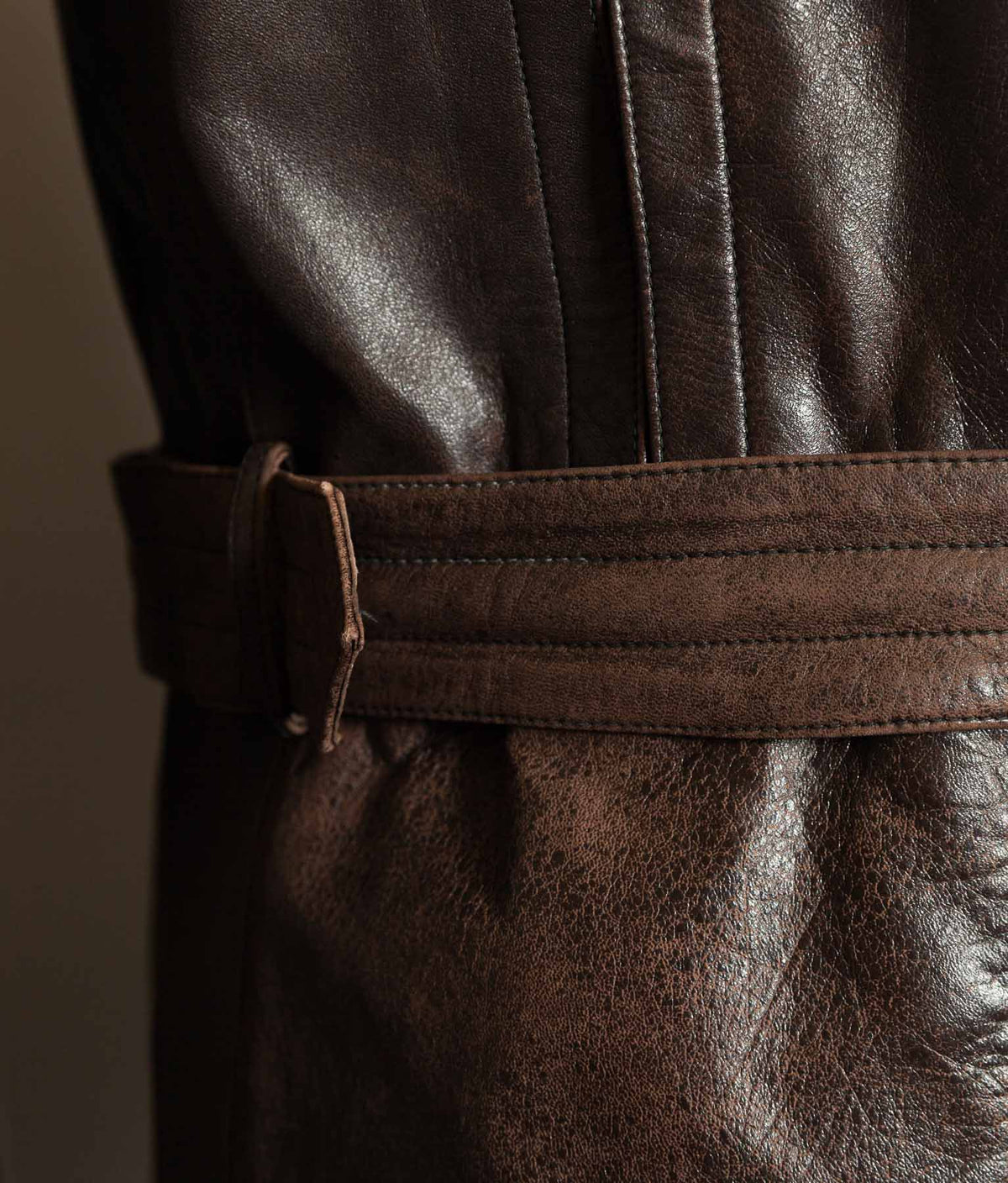 Vintage WWII 1940s German Officer Horsehide Leather Trench Coat