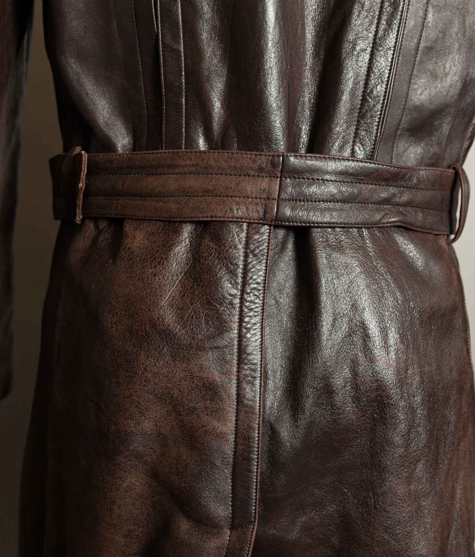 Vintage WWII 1940s German Officer Horsehide Leather Trench Coat