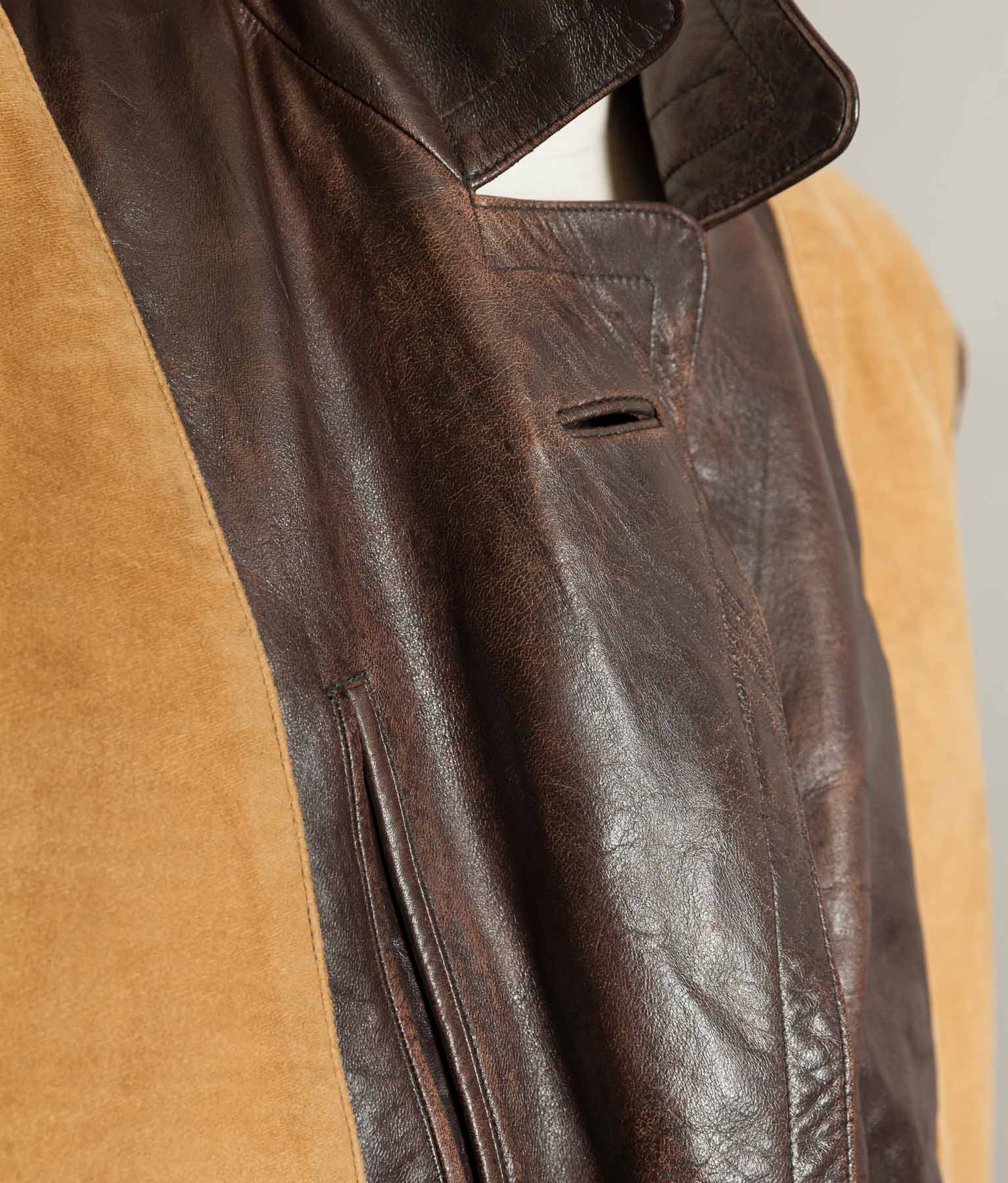 Vintage WWII 1940s German Officer Horsehide Leather Trench Coat