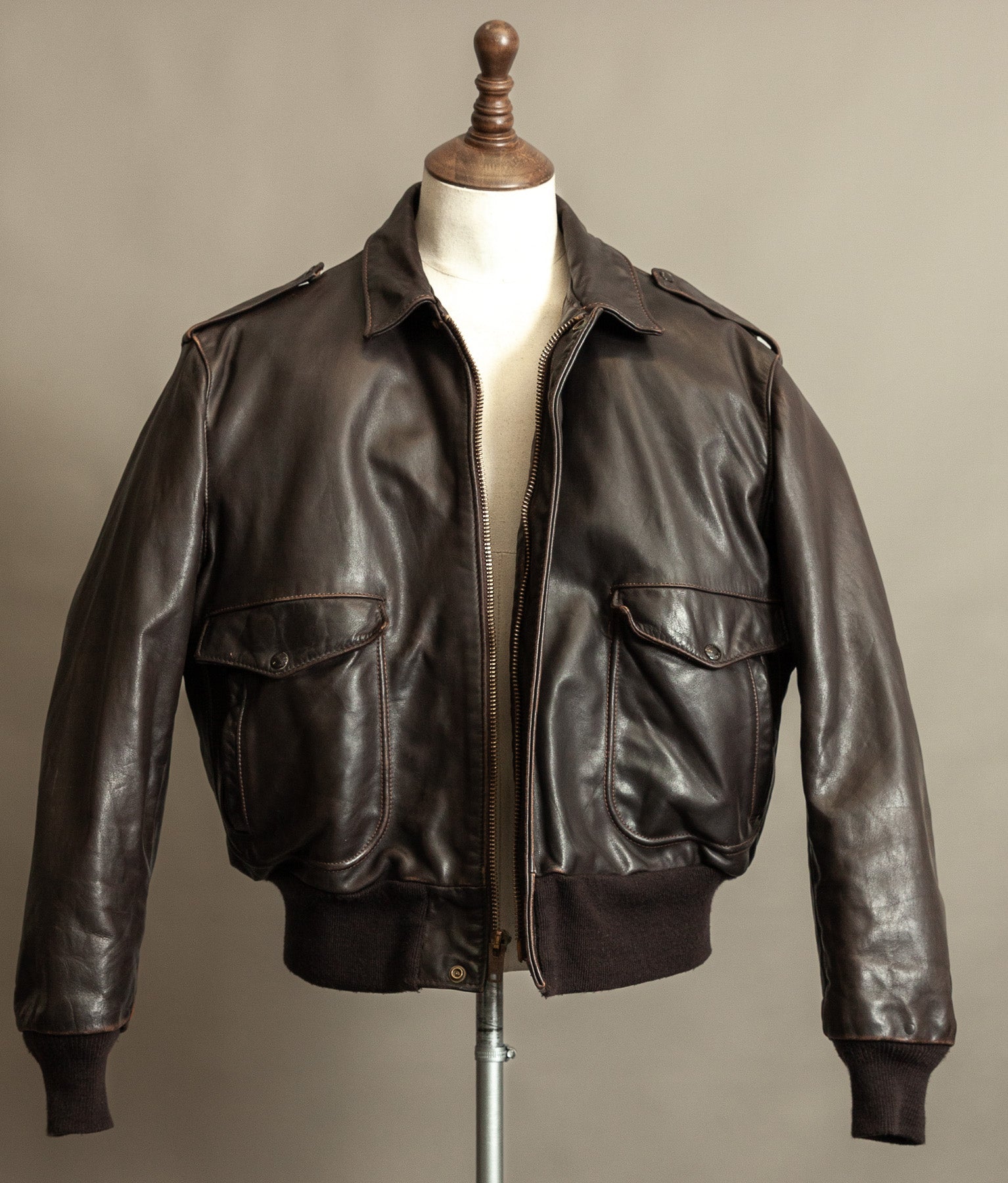 Vintage 1980s Schott A2 Naked Cowhide Leather Jacket 184SM