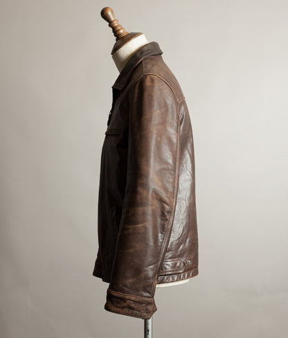 Vintage 1990s Chevignon Buffalo Leather Trucker Jacket