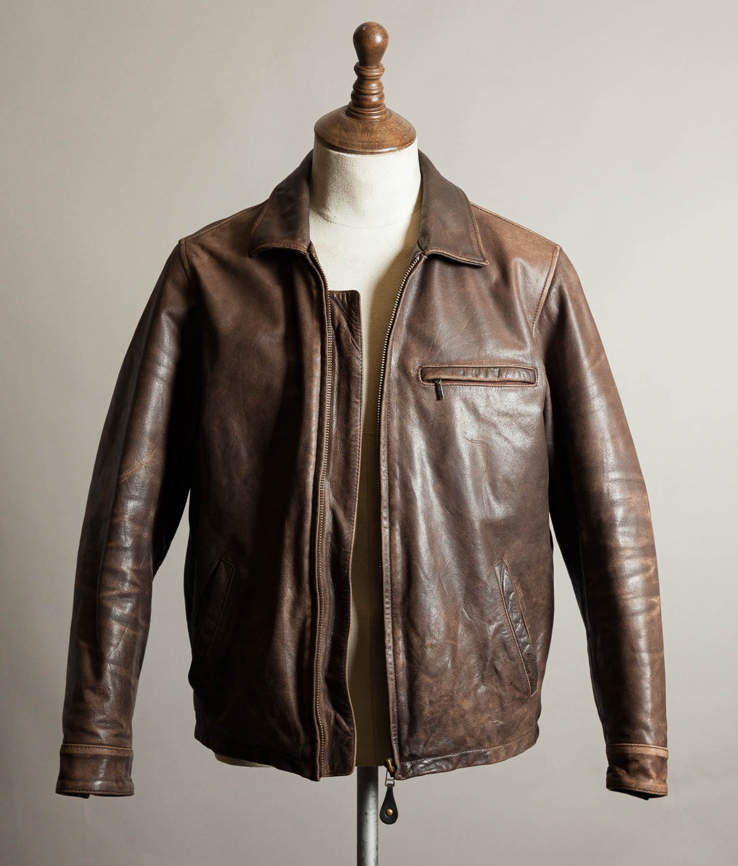 Vintage 1990s Chevignon Buffalo Leather Trucker Jacket