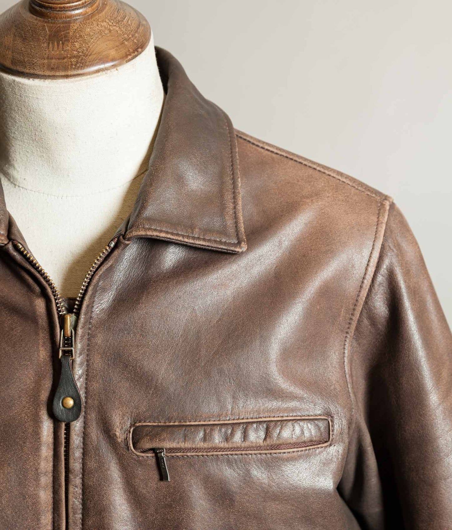 Vintage 1990s Chevignon Buffalo Leather Trucker Jacket