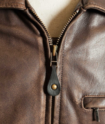 Vintage 1990s Chevignon Buffalo Leather Trucker Jacket