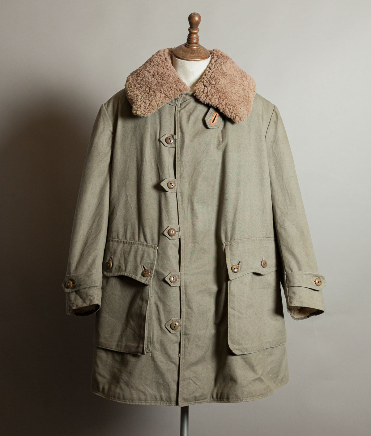 Vintage 1940s Swedish M1909 Livpäls Sheepskin Lined Parka Overcoat