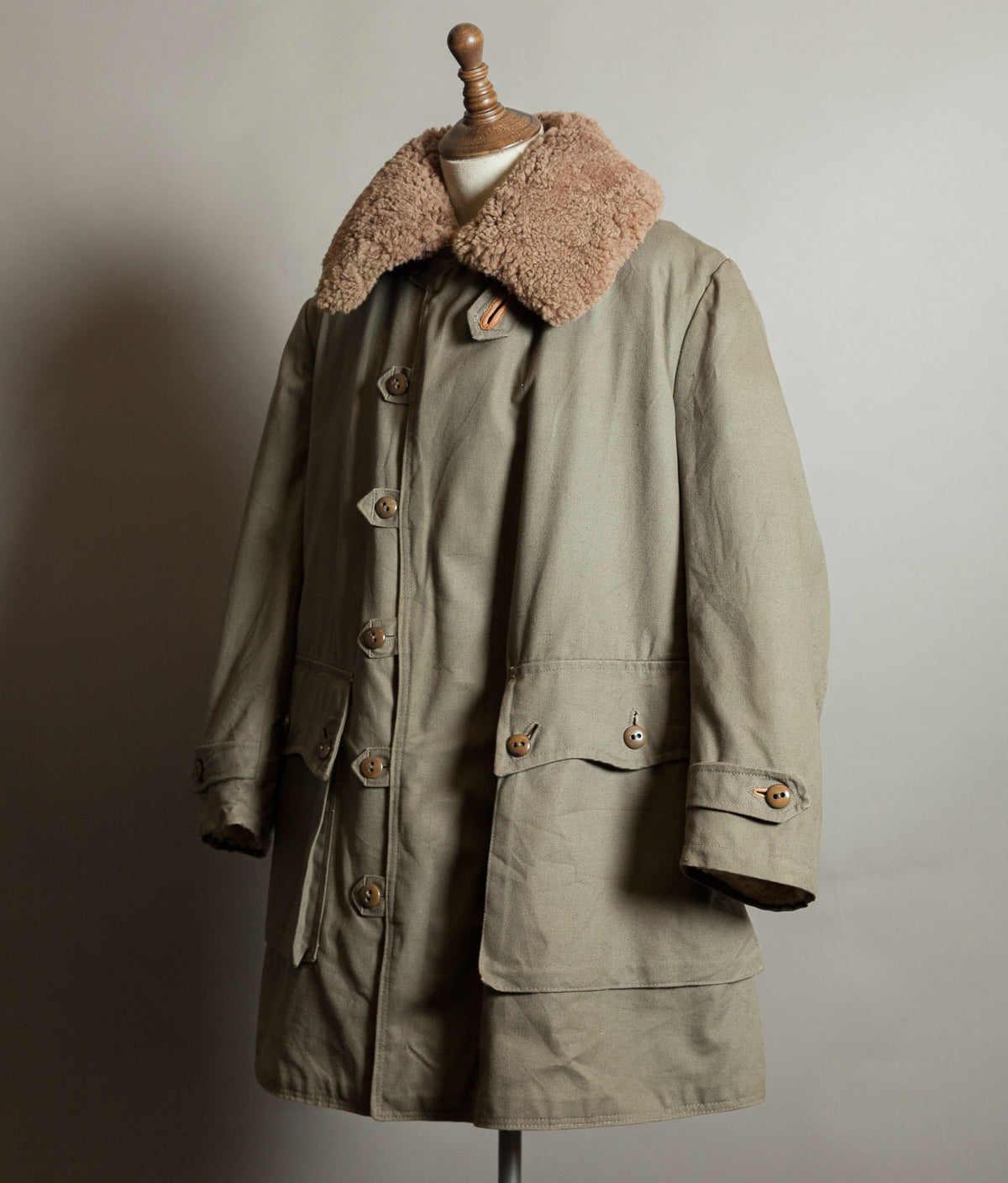 Vintage 1940s Swedish M1909 Livpäls Sheepskin Lined Parka Overcoat