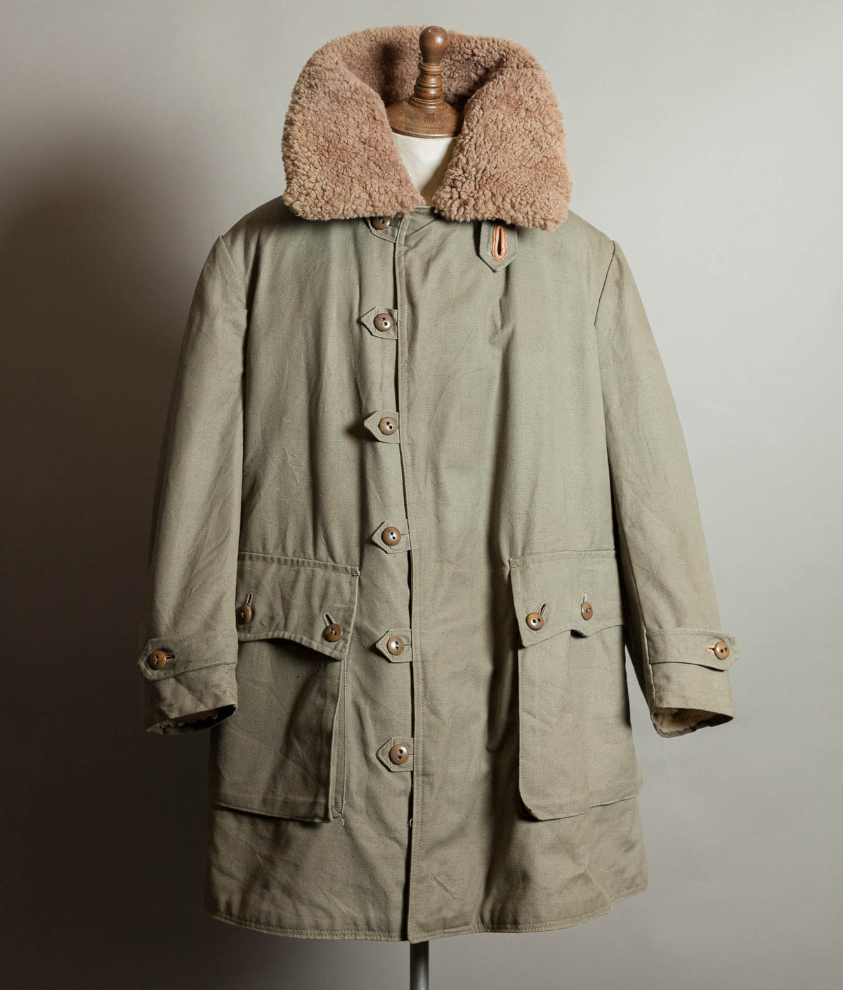 Vintage 1940s Swedish M1909 Livpäls Sheepskin Lined Parka Overcoat