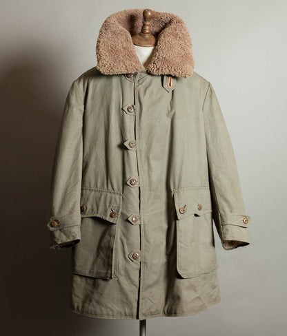 Vintage 1940s Swedish M1909 Livpäls Sheepskin Lined Parka Overcoat