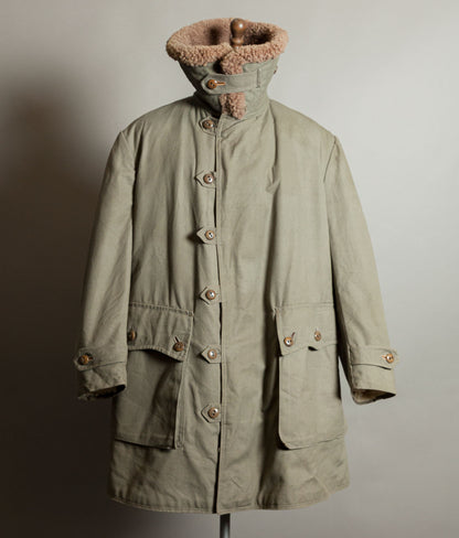 Vintage 1940s Swedish M1909 Livpäls Sheepskin Lined Parka Overcoat