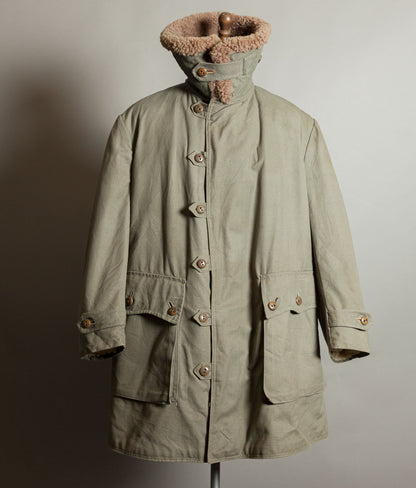 Vintage 1940s Swedish M1909 Livpäls Sheepskin Lined Parka Overcoat