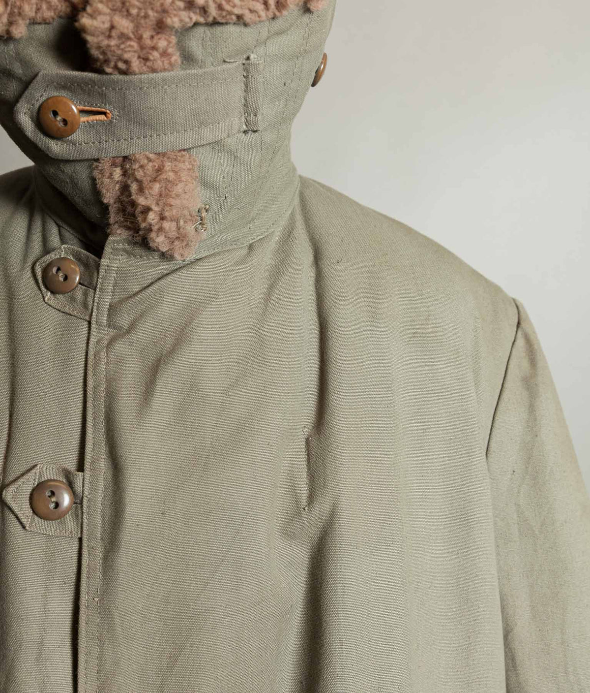 Vintage 1940s Swedish M1909 Livpäls Sheepskin Lined Parka Overcoat